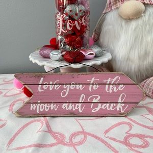VALENTINE'S Day Love You To The Moon And Back Wood Arrow Sign New